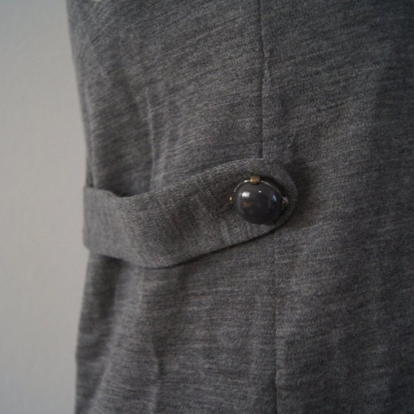 J Crew Wool Jersey Knit Dress Size XS Button Detail Stephanie Sleeveless Gray - Picture 3 of 6